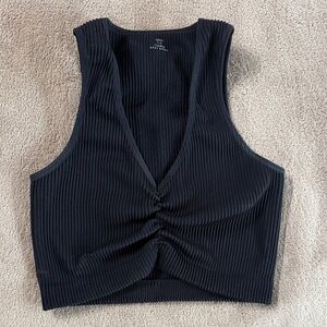 Aerie Black Ribbed Crop Top